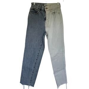 Pacsun high rise straight two tone white and medium wash blue jeans women's‎ 23